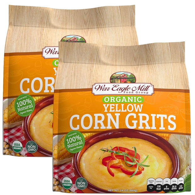 War Eagle Mill Organic Yellow Corn Grits, 24 oz Bag (2 Pack)