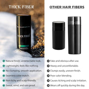 THICK FIBER Hair Fibers for Thinning Hair & Bald spots (BLACK) - 25g Bottle - Conceals Hair Loss in Seconds - Hair Powder for Women & Men