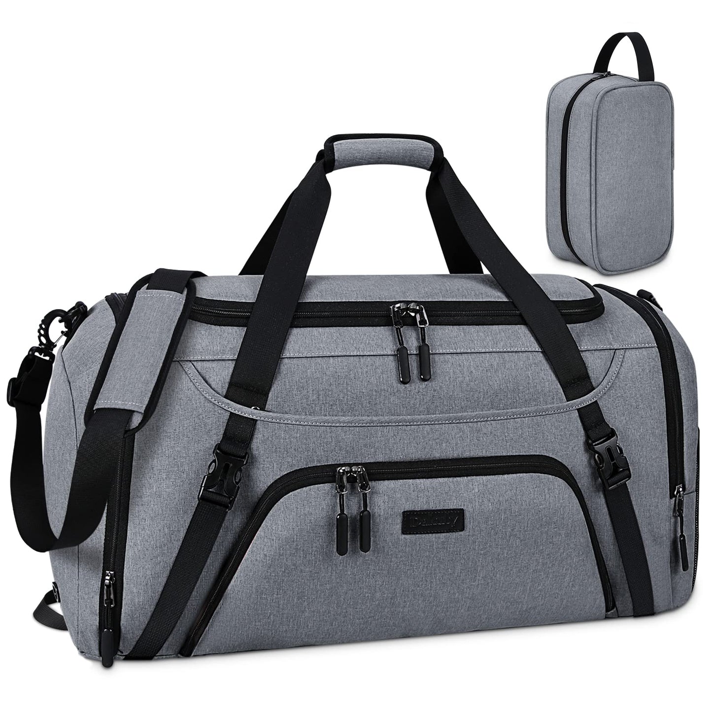 Gym Duffle Bag for Women Men 40L Waterproof Sports Travel Duffel Bags with Shoe Compartment,Wet Pocket Large Weekender Overnight with Toiletry Bag,Black