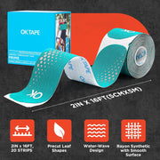 OK TAPE Synthetic Kinesiology Tape Precut Strips, Waterproof Kinesiology Athletic Tape for Joint & Muscle Support, Reflective and Durable Tape, 2in×16.4ft Roll 20PCS | Beige