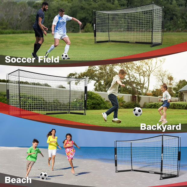 Portable Soccer Goal, Detachable 12x6 FT Soccer Goals Net for Backyard, Quick Setup Training Equipment with 1 Carry Bag, 1 Football, 12 Training Cones
