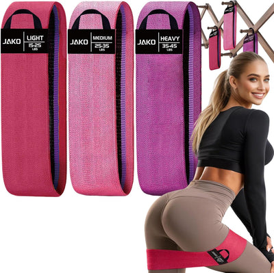 Non-Slip Hip Resistance Bands for Working Out - Fabric Elastic Exercise Bands Strength Training, Physical Therapy, Pilates & Yoga - Booty Workout Bands for Women/Men Legs & Thigh Glutes