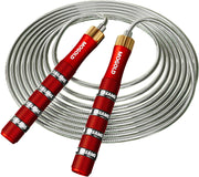 Pro Adjustable Speed Jump Rope - 10ft 4mm PVC Steel Wire with Dual Ball Bearings & 360° Spin - Metal/Rubber Ergonomic Grips for CrossFit, HIIT, Weight Loss, Home Gym Workouts for Men & Women