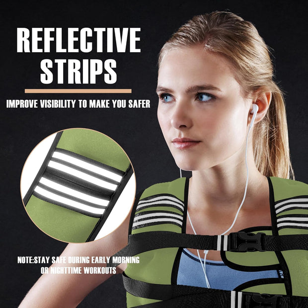 Weighted Vest Men or Women - 5/10/15/20/25/30lbs Weights with Reflective Stripe, Weighted Vest for Workout Equipment for Strength Training Running - Walking Weight Loss