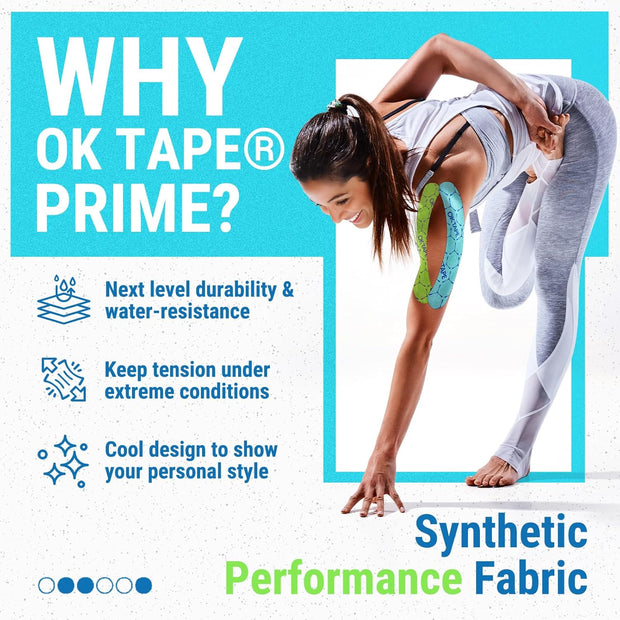 OK TAPE Synthetic Kinesiology Tape, 20 Strips Precut K Tape, Waterproof, Elastic Athletic Tape for Pain Relief & Muscle Support, Reflective Design, 2" x 10" -Beige