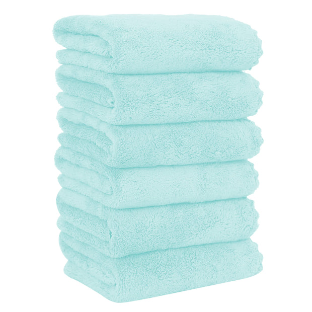 MOONQUEEN 6 Pack Premium Hand Towels - Quick Drying - Microfiber Coral Velvet Highly Absorbent Towels - Multipurpose Use as Hotel, Bathroom, Shower, Spa, Hand Towel 16 x 28 inches (Gray)