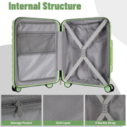 Lightweight Luggage with Spinner Wheels & YKK Zipper, 3-Piece Travel Suitcase ABS+PC Hardshell Luggage Set with TSA Lock, Light Avocado Green (20+24+28 inch)