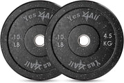 Yes4All 2" Bumper Plate, 10-190 LB Olympic Rubber Weight Plate with Steel Hub for WeightLifting, Strength Training, Home Gym, Less Impact, Absorb Bounce & Shock, Multiple Options
