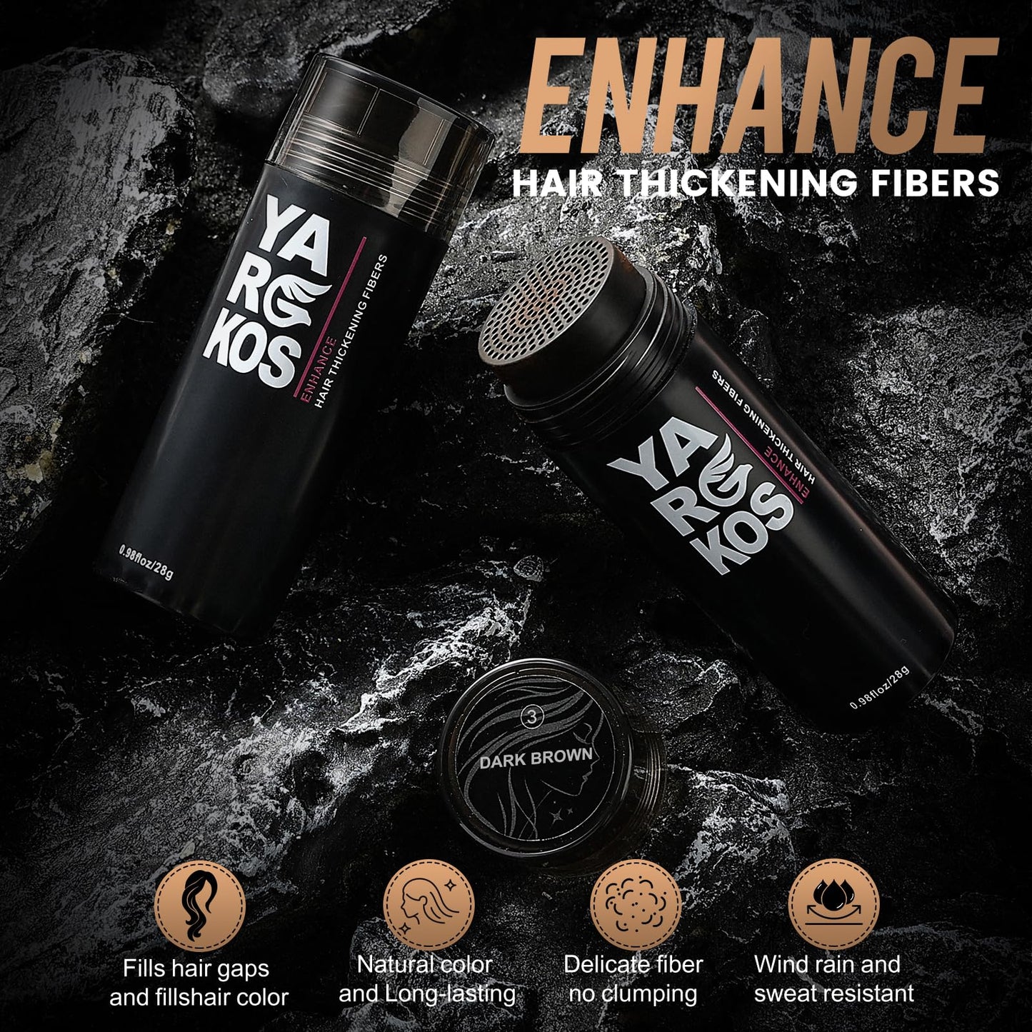 Hair Fibers for Thinning Hair or Fill In Fine, Hair Building Fibers (28g) for Women & Men, Hair Powder for Instantly Thicker, Fuller Looking - GRAY