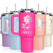 Personalized Coffee Tumbler with Pictures Text Logo Name, Custom Stainless Steel Tumbler with Lid and Straw, Coffee Travel Mug Cups, 20oz Personalized Birthday Gifts for Women Men Office