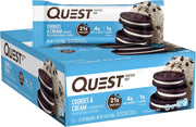 Quest Nutrition Cookies & Cream Protein Bars, 21g Protein, 1g Sugar, 4g Net Carb, High Fiber, Gluten Free, Keto Friendly, 12 Count