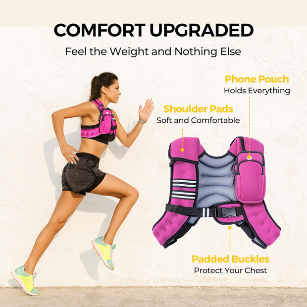 PACEARTH Weighted Vest,4lb/6lb/10lb/12lb/16lb/20lb/25lb/30lb Weight Vest with Reflective Stripe, Body Weight Vests Adjustable for Men, Women Workout, Strength Training, Running, Walking, Jogging