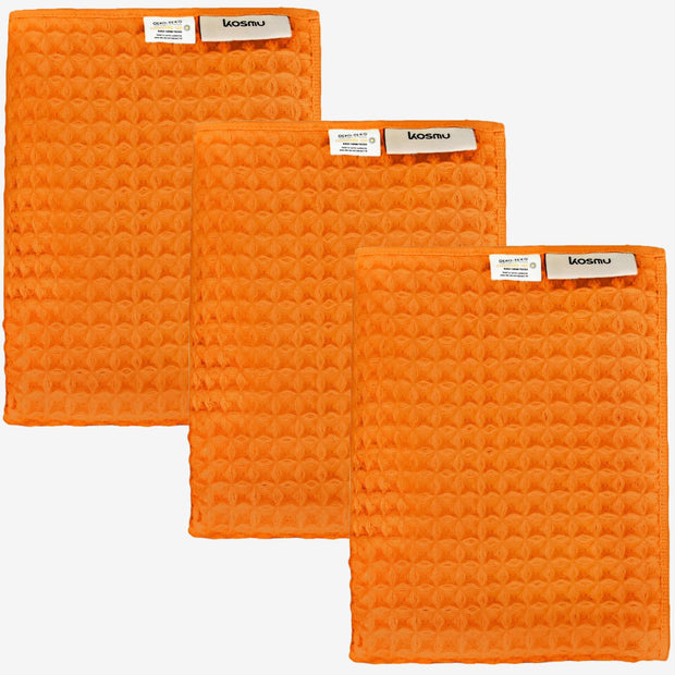 Luxury Japanese Cotton Waffle Bath Towel | Plush, Absorbent, and Quick Dry (Coral Orange, Hand Towel, 32" x 16")