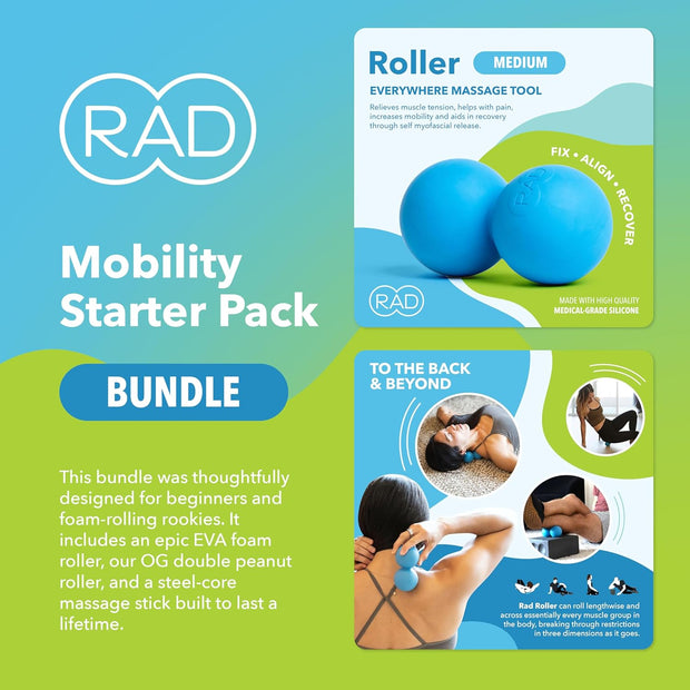 RAD All-in Kit – Foam Roller Set for Whole Body Massage & Myofascial Release – 7-in-1 Kit with Roller Stick, Yoga Block, Massage Balls – Muscle Recovery Tools for Mobility & Flexibility