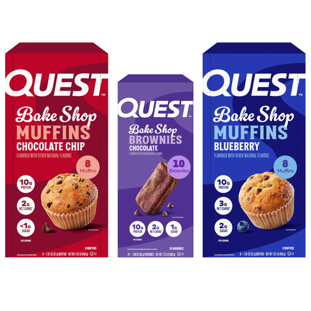 Quest Nutrition Chocolate Chip Muffin, 10g Protein, 2g Net Carb, Less than 1g Sugar, Protein Snack, 8 Count
