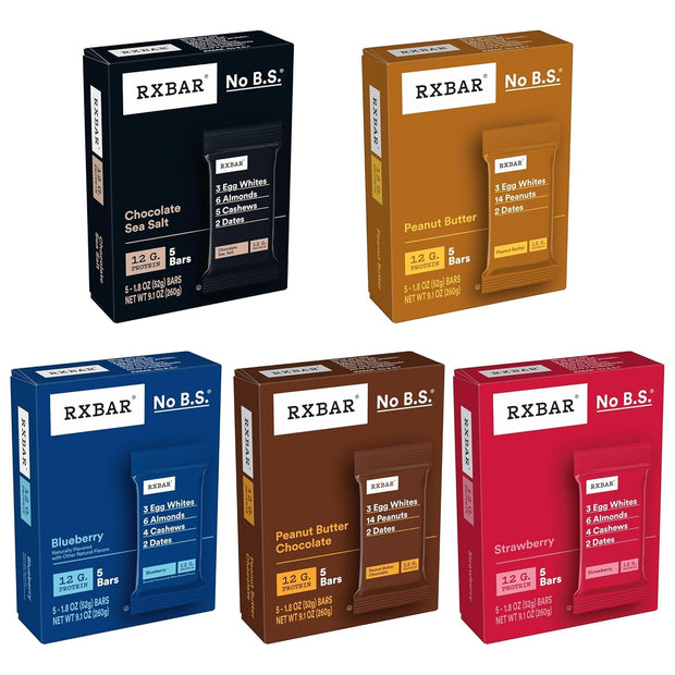 RXBAR Protein Bars, Snack Bars, Variety Pack (5 Boxes, 25 Count)