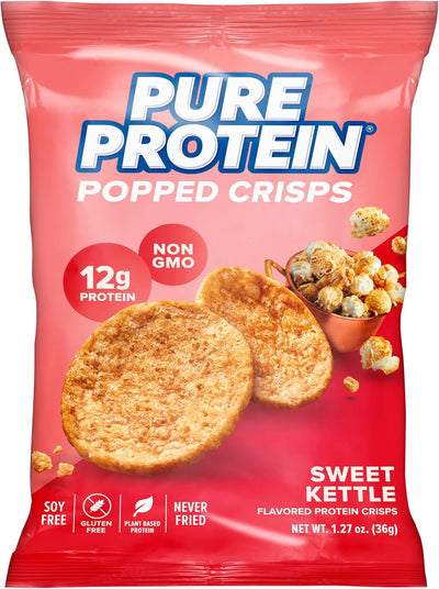 Pure Protein Popped Crisps, Sweet Kettle, High Protein Snack, 12G Protein, 1.27oz., 12 Count