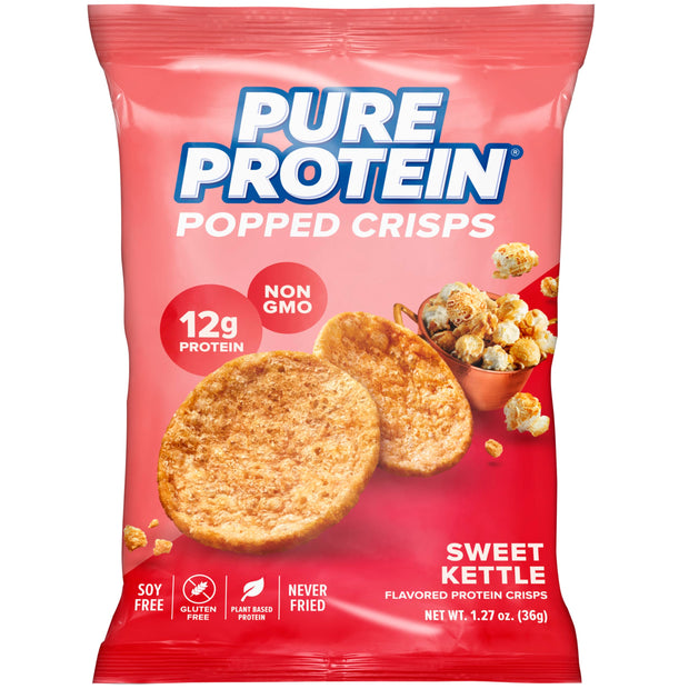 Pure Protein Popped Crisps, High Protein Snack, 12G Protein, Variety Pack: Hickory Barbecue, Sour Cream & Onion, Sweet Chili, 12 Count