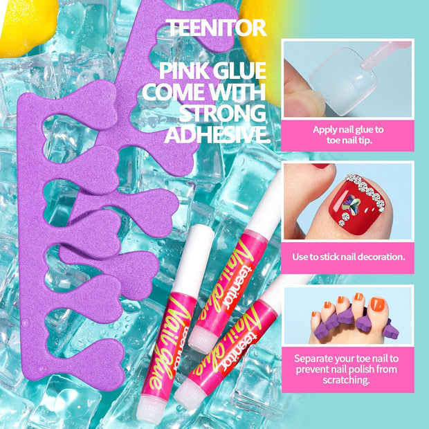 Teenitor Press on Toenails for Women, 120pcs Toe Nail Tips Square Toe Press on Nails, Toenail Press on Fake Toenails, Toe Nails Glue on Fake Toe Nails Press on, Toe Nail Kit False Toenails Matte