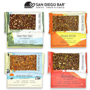 San Diego Bar - Raw, Vegan Protein Bar | Variety Pack 12 Bars, All Natural, Gluten & Soy Free - Nutrition Meal Bar with No Added Sugars | 5 Flavors, 10g Protein from Only 6 Natural Whole Food Ingredients
