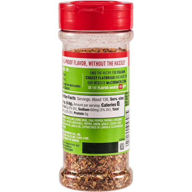 McCormick Perfect Pinch Seasoning, Spicy Italian, For Adding Italian Flavor with a Kick to Pizza, Pasta, Dressings & Sauces, 3.88 oz