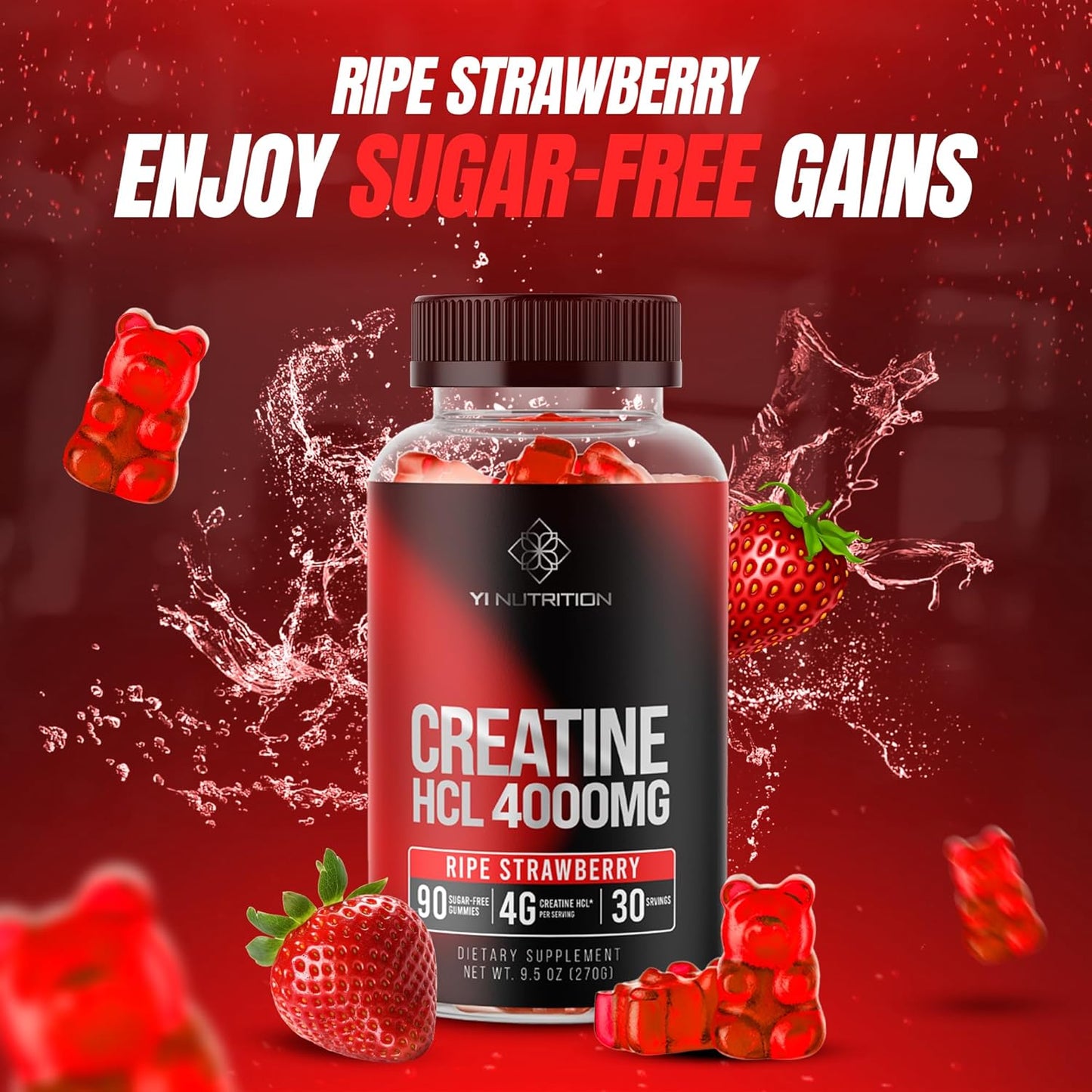 Creatine HCL Gummy - World's First 4000MG Creatine HCL Gummies 90 Count (90 Count)
