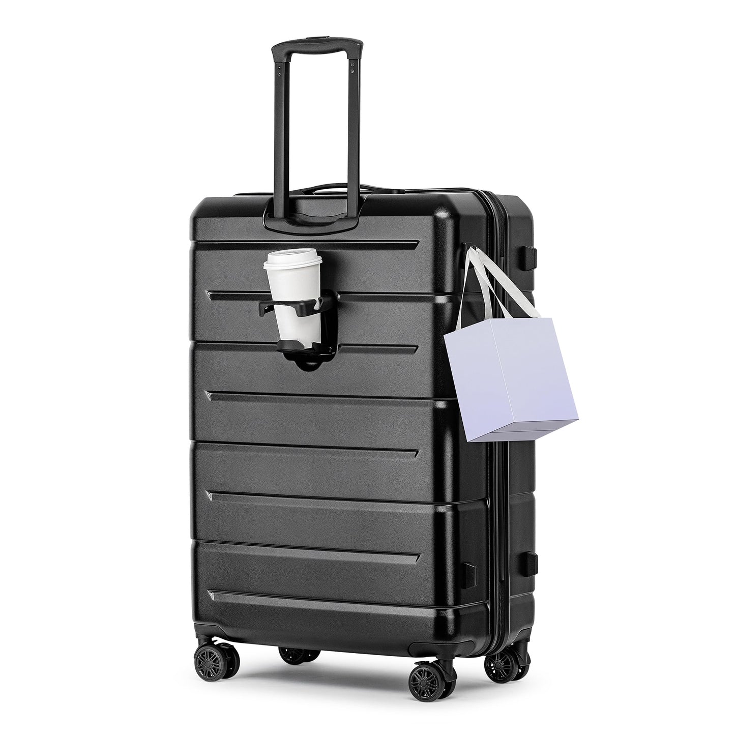 KYME Luggage Sets 2 Piece Hardshell 22"/26" Suitcase with Spinner Wheels Hardside Suitcases Sets with TSA Lock Lightweight Travel Luggage Set with Cup Holder for Women Pink