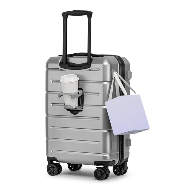 KYME 26 Inch Luggage TSA Approved Hard Shell Suitcases with Spinner Wheels Durable Medium Travel Checked Luggage with Cup Holder for Women Men Pink