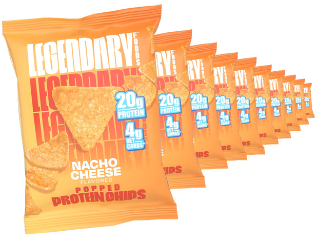 Legendary Foods Zesty Ranch Protein Chips – Popped Tortilla Style – 22g High Protein, 4g Net Carbs, Low Sugar, Gluten Free, Keto Snack Packs – 10 Count – Healthy Crunchy Chips