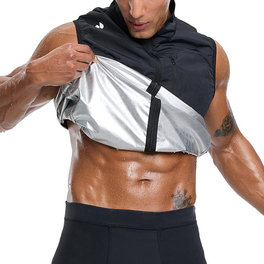 HOTSUIT Sauna Shirt for Men Sweat Exercise Vest Sauna Jacket Suit Anti-Rip Heat Trapping Tank Top Full Zipper