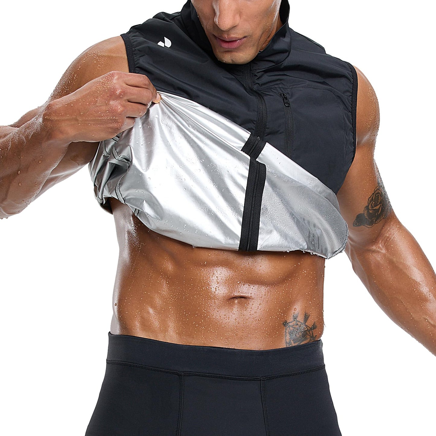 HOTSUIT Sauna Shirt for Men Sweat Exercise Vest Sauna Jacket Suit Anti-Rip Heat Trapping Tank Top Full Zipper