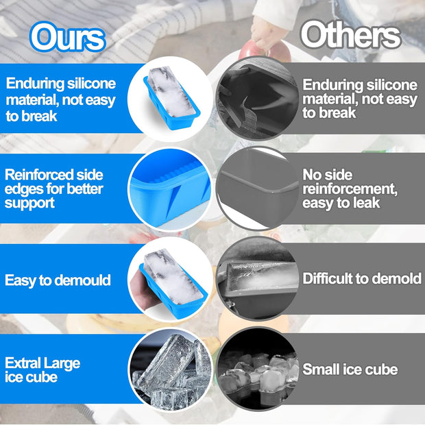 XANGNIER Extra Large Ice Block Mold,4 Pack 9.4lbs Ice Cubes for Cold Plunge or Coolers,Reusable Silicone Ice Molds for Ice Bath Chiller,Big Ice Tray