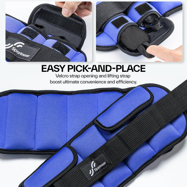 Sportneer Upgrade Adjustable Ankle and Wrist Weights for Women and Men 1-7 lbs / 1-10 lbs Set | Comfortable, Secure Fit for Walking, Running, Fitness, Physical Therapy, Home Gym