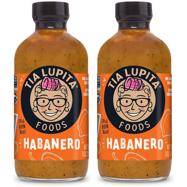 Tia Lupita Hot Sauce 8 Oz (Pack of 2) - Flavorful Heat, Medium Spice with Smoky-Sweet Flavor - Gluten-Free, Non-GMO, Sugar-Free, Low Sodium, Keto-Friendly, No Carbs - Made with Red Jalapeño Peppers