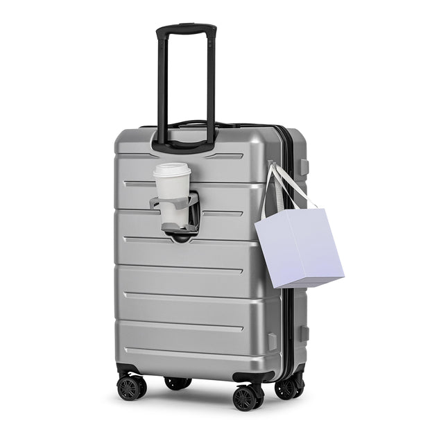 KYME Luggage Sets 2 Piece Hardshell 22"/26" Suitcase with Spinner Wheels Hardside Suitcases Sets with TSA Lock Lightweight Travel Luggage Set with Cup Holder for Women Pink