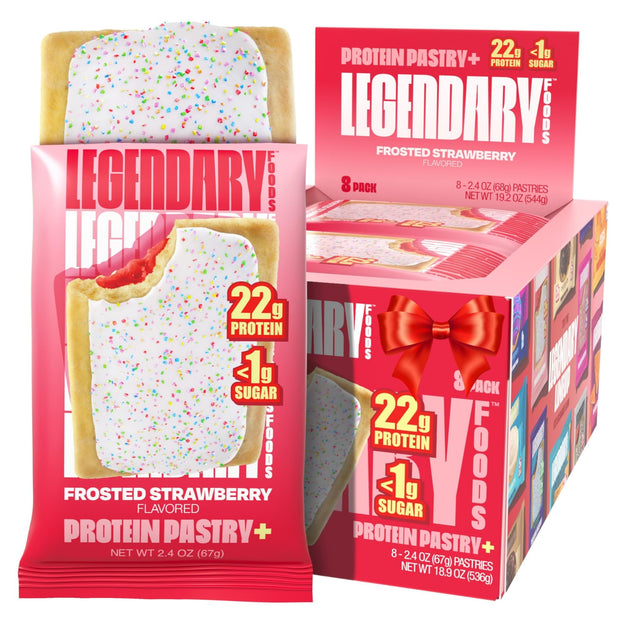 Legendary Foods 22g Protein Pastry - 0g Added Sugar, Low Carb and Gluten Free Keto Snack, Diabetic Friendly High Nutrient Alternative – 8x Frosted Cinnamon Bars