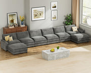 Homall 119" Modular Sectional Sofa, L Shaped Sofa Couch with Reversible Ottoman, DIY Combination Chenille Deep 3-Seat Cloud Couch for Living Room, Apartment (Light Grey, L Shaped Sofa)