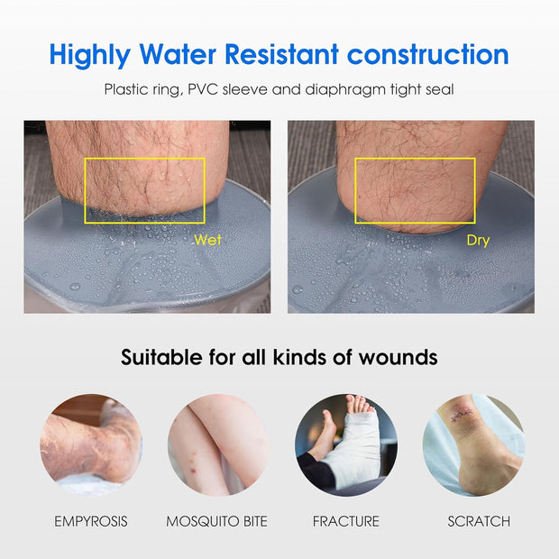 Waterproof Cast Cover for Shower Ankle Wound Protector Bath Adult Watertight Cast Bag Showering for Surgery Foot, Ankle, Burns Reusable (A-Foot)
