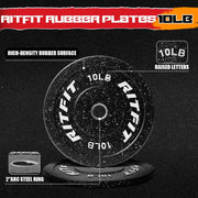 RitFit Bumper Plates, Colored Fleck-Rubber Weight Plates with Steel Insert, 2-inch Olympic Weight Plates for Weight Lifting and Strength Training, 370LB set