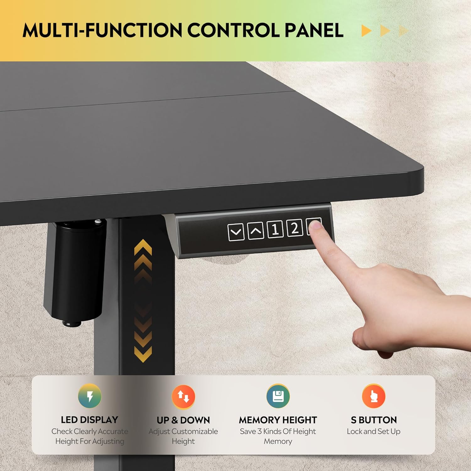 DEVAISE Electric Standing Desk, 55 X 28 Inches Adjustable Height Stand up Desk for Home Office, Large Ergonomic Sit to Stand Desk with Headphone Hook, 3 Memory Preset Computer Desk, Black