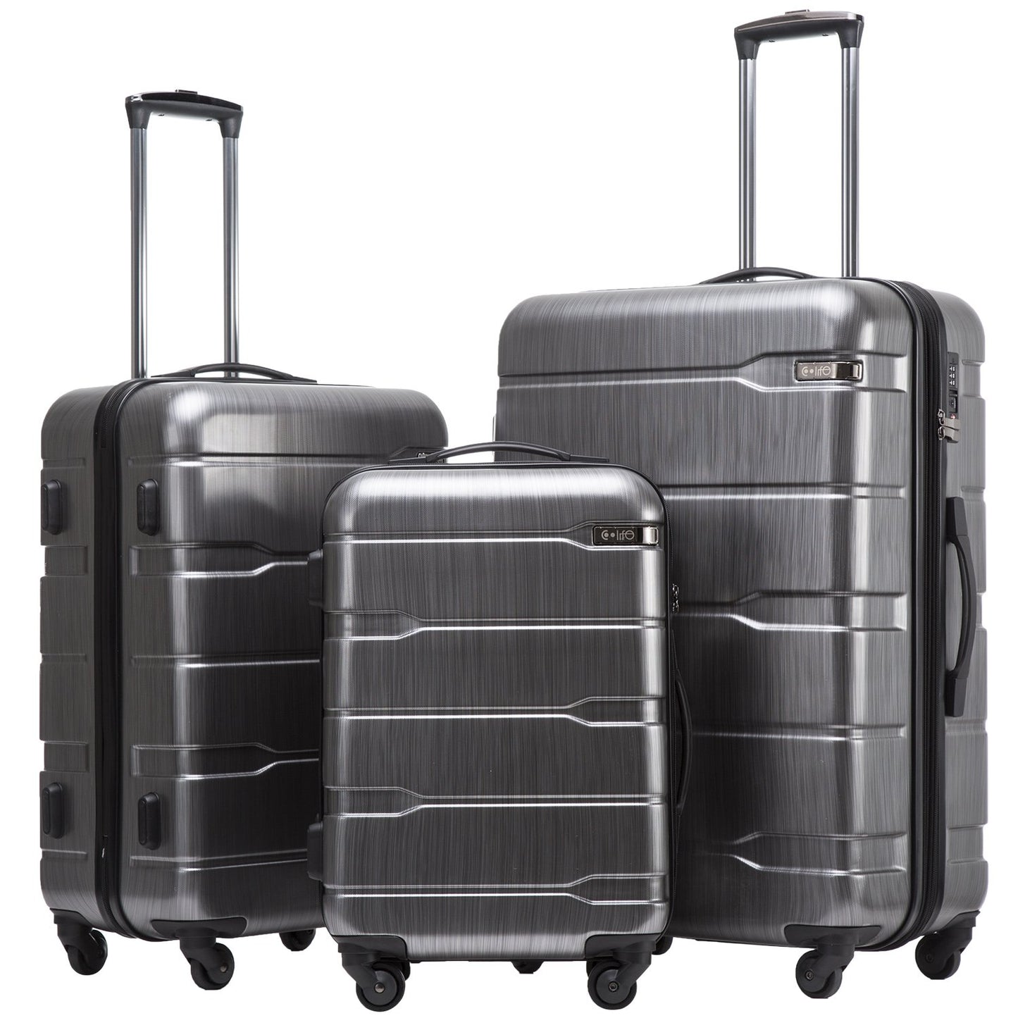 Coolife Luggage Expandable 3 Piece Sets PC+ABS Spinner Suitcase 20 inch 24 inch 28 inch (white, 3 piece set)