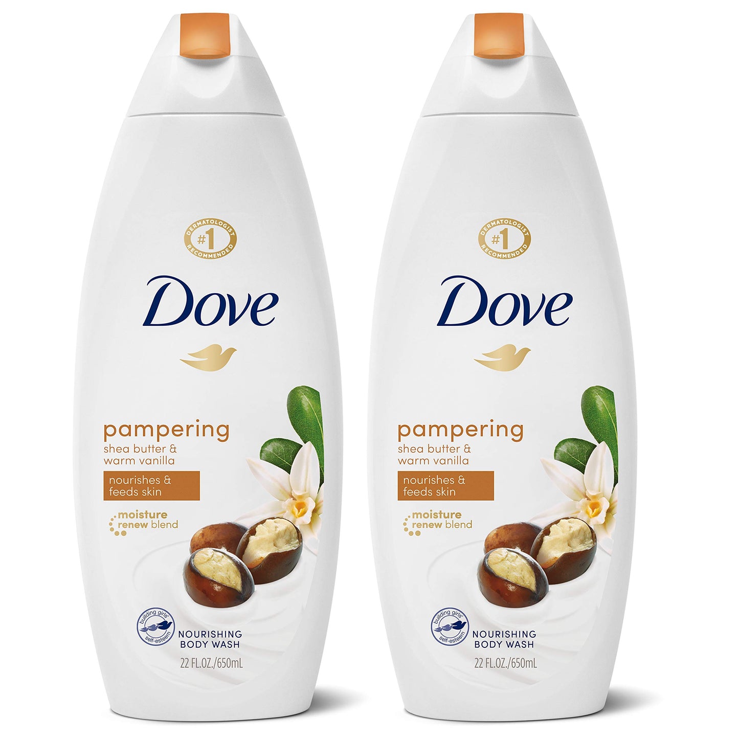 Dove Body Wash Pamper Shea Butter & Vanilla for 24hr Lotion-Soft Skin Moisturizing Skin Cleanser with No Sulfates No Parabens 20 oz