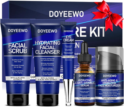 Skin Care for Men,Professional Hydrating,Firming,Anti-Aging & Wrinkle Mens Facial Skin Care Routine Kit Set,Christmas Valentines Fathers Birthday Gifts for Men Him Dad Father Boyfriend Husband