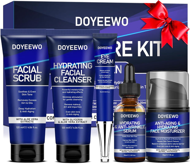 Skin Care for Men,Professional Hydrating,Firming,Anti-Aging & Wrinkle Mens Facial Skin Care Routine Kit Set,Christmas Valentines Fathers Birthday Gifts for Men Him Dad Father Boyfriend Husband