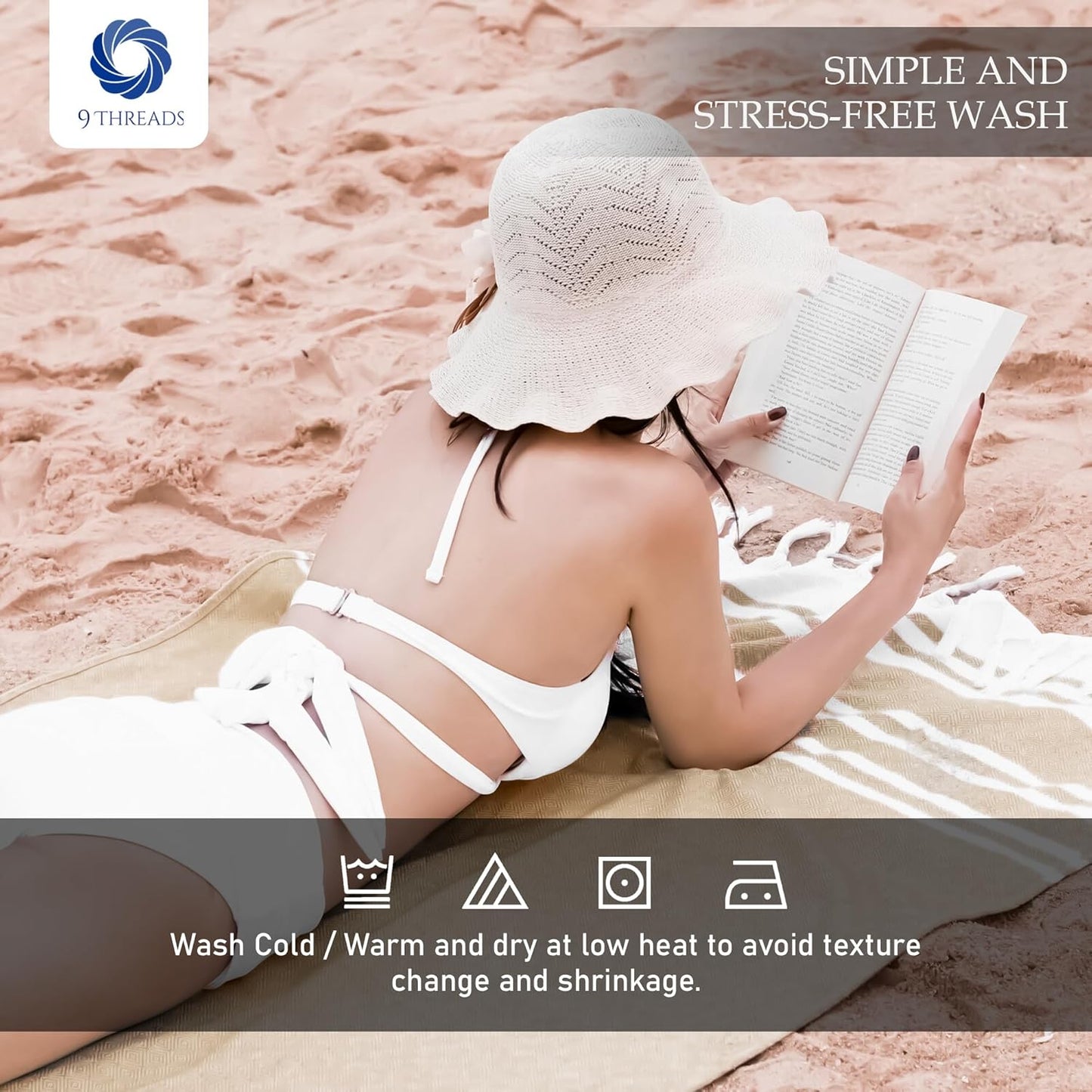 Cotton Turkish Beach Towel Towels Oversized 36"x72" Pool Absorbent Extra Large Quick Dry Sand Travel Towel (Beige, 4 Pack)