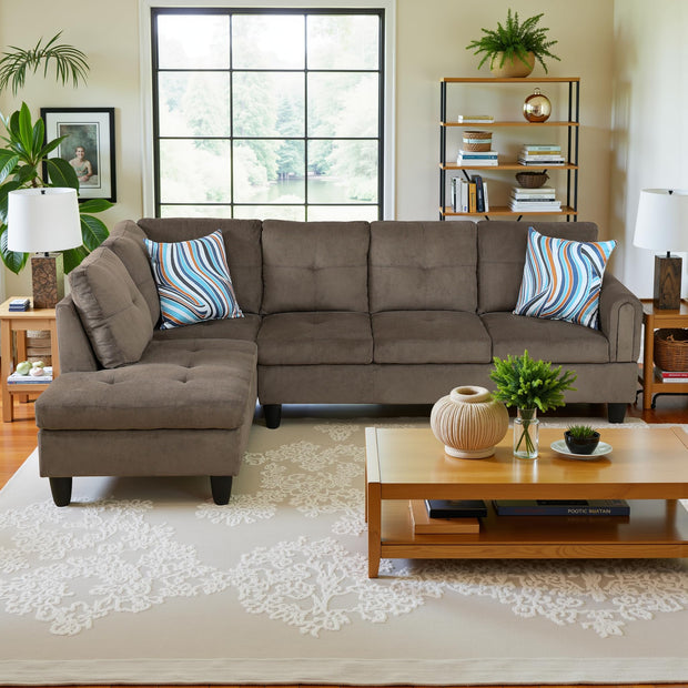 Sectional Couch 103.5" L Shaped Couch Comfy Futon Bed Upholstered Faux Leather 3 Pieces Living Room Furniture Sets with Ottoman and High Density Sponges for Living Room, White