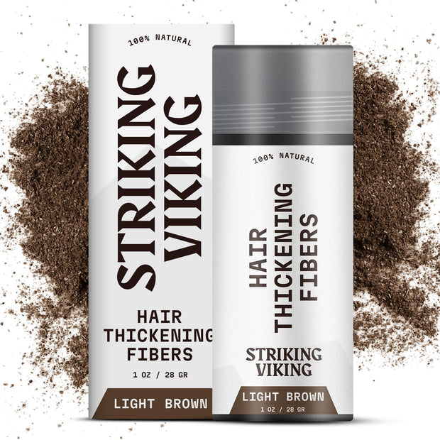 Striking Viking Hair Building Fibers for Thinning Hair (Black) 28g – Natural – Long-Lasting Powder for Undetectable, Thicker Look for Men & Women - Hair Fibers