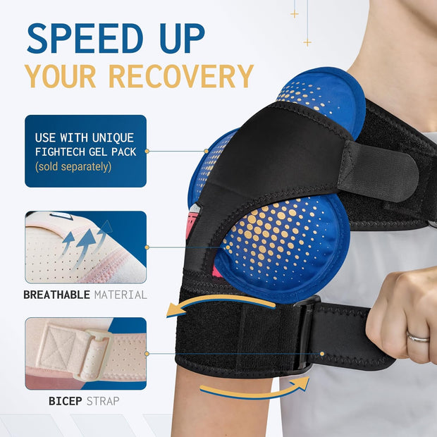 Shoulder Brace - Support & Injury Prevention Brace- Joint Pain Releaser- Shoulder Compression Wrap Strap - Adjustable Injury Accessories for Shoulders - Premium Quality Strap by FIGHTECH (Pink, L-XL)