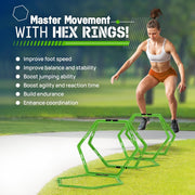 Yes4All Hex Agility Rings/Speed Rings with Carrying Bag – Hexagon Rings, Agility Hurdles for Agility Footwork Training