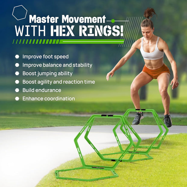 Yes4All Hex Agility Rings/Speed Rings with Carrying Bag – Hexagon Rings, Agility Hurdles for Agility Footwork Training